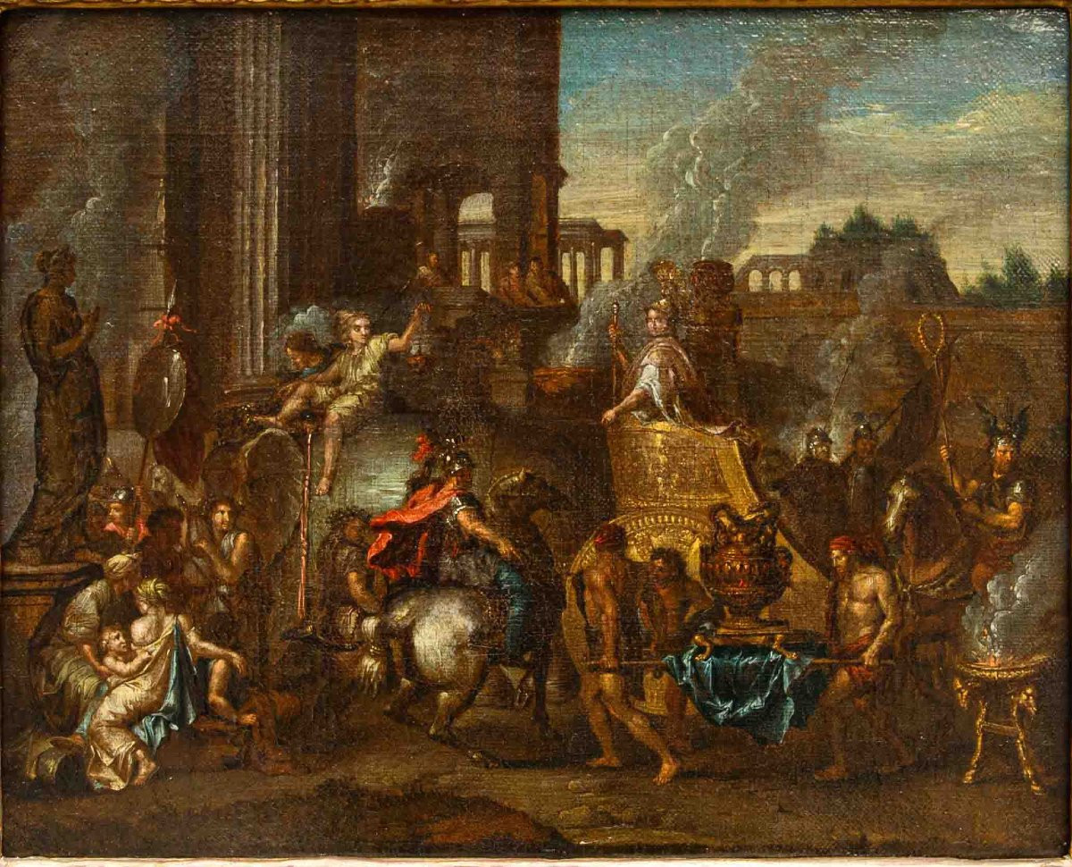 Seguace di Charles le Brun (Parigi, 1619 – 1690), Ingresso di Alessandro Magno a Babilonia-photo-3