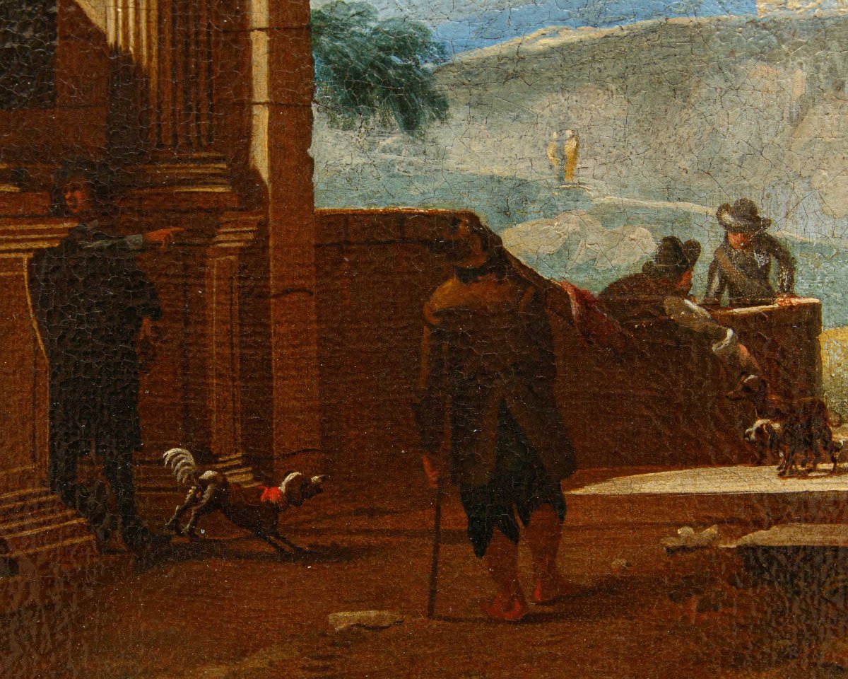 Scuola romana del XVII secolo, Capriccio con rovine antiche-photo-4