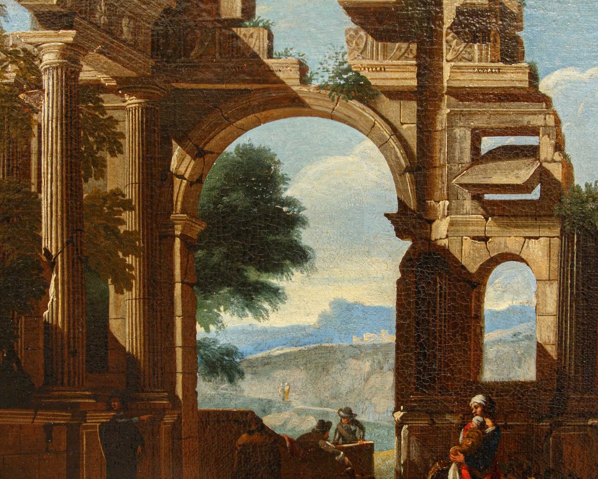 Scuola romana del XVII secolo, Capriccio con rovine antiche-photo-7