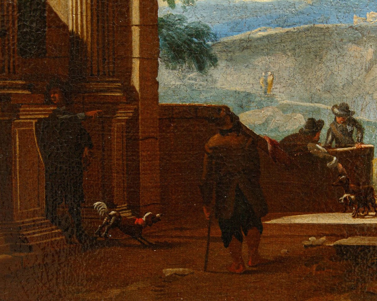 Scuola romana del XVII secolo, Capriccio con rovine antiche-photo-8