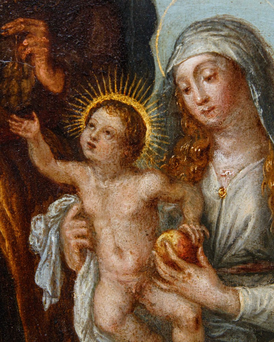 Denys Calvaert (1540, Anversa – 1619, Bologna), bottega di, Sacra Famiglia-photo-5
