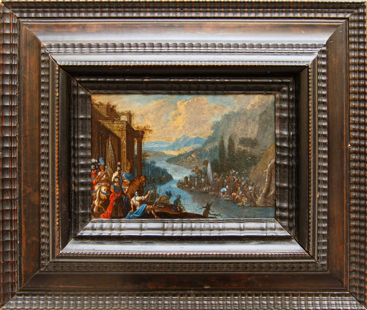 Seguace di Joos de Momper il Giovane(Anversa, 1564 – Anversa, 1635), Battaglia del fiume Idaspe