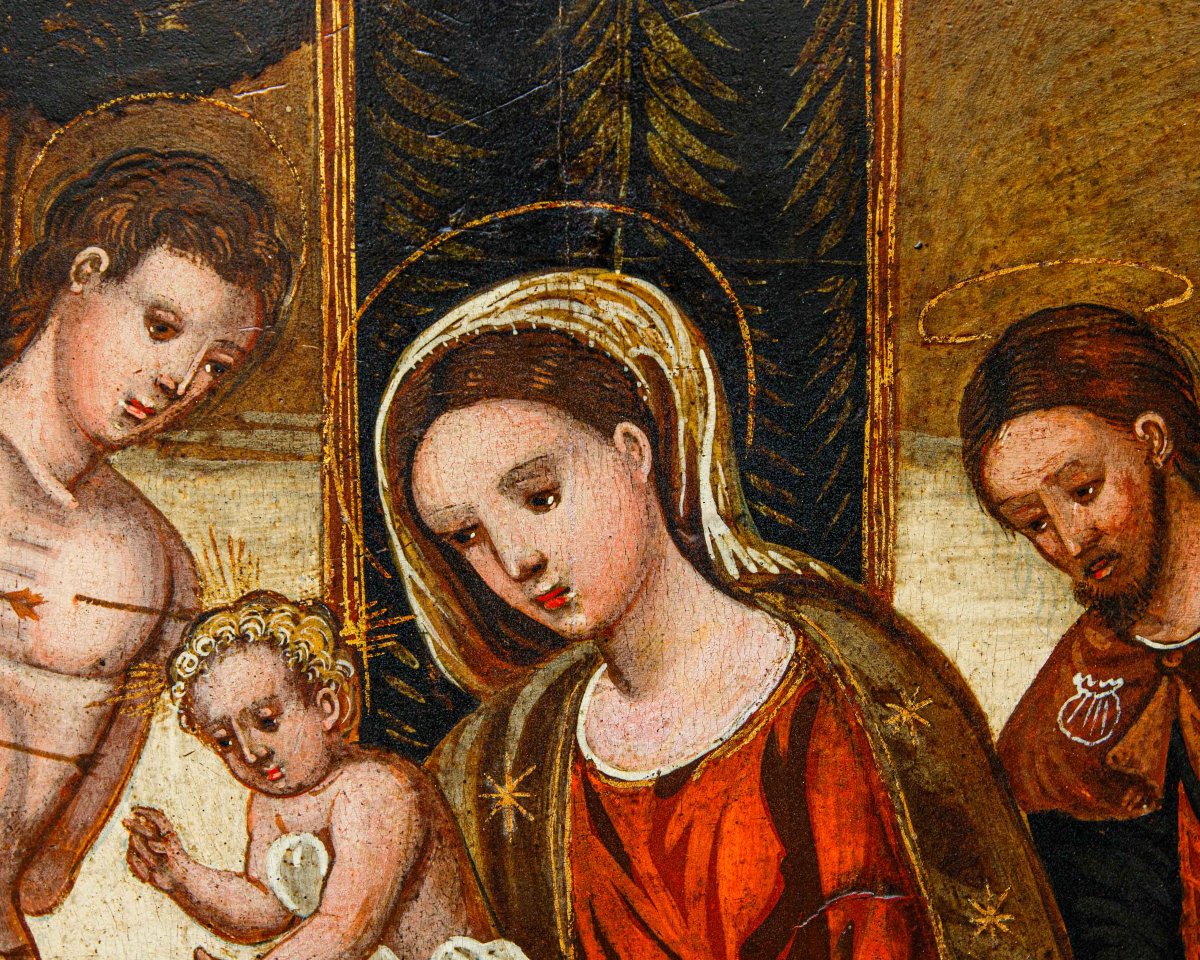 Pittore del basso adriatico, XVI secolo, Madonna col Bambino e i Santi Rocco e Sebastiano-photo-3