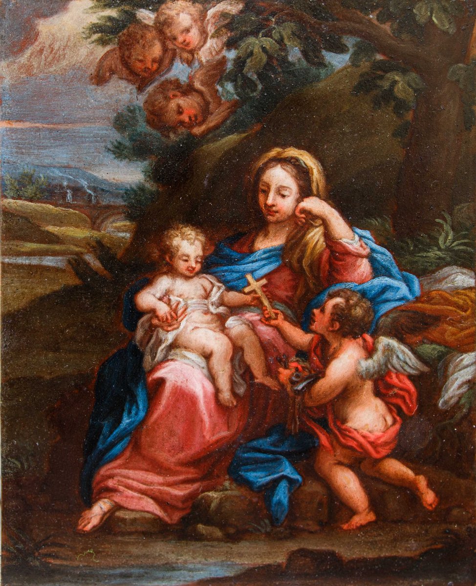 Niccolò Berrettoni (Macerata Feltria, 1637 – Roma, 1682), Madonna col Bambino e angeli