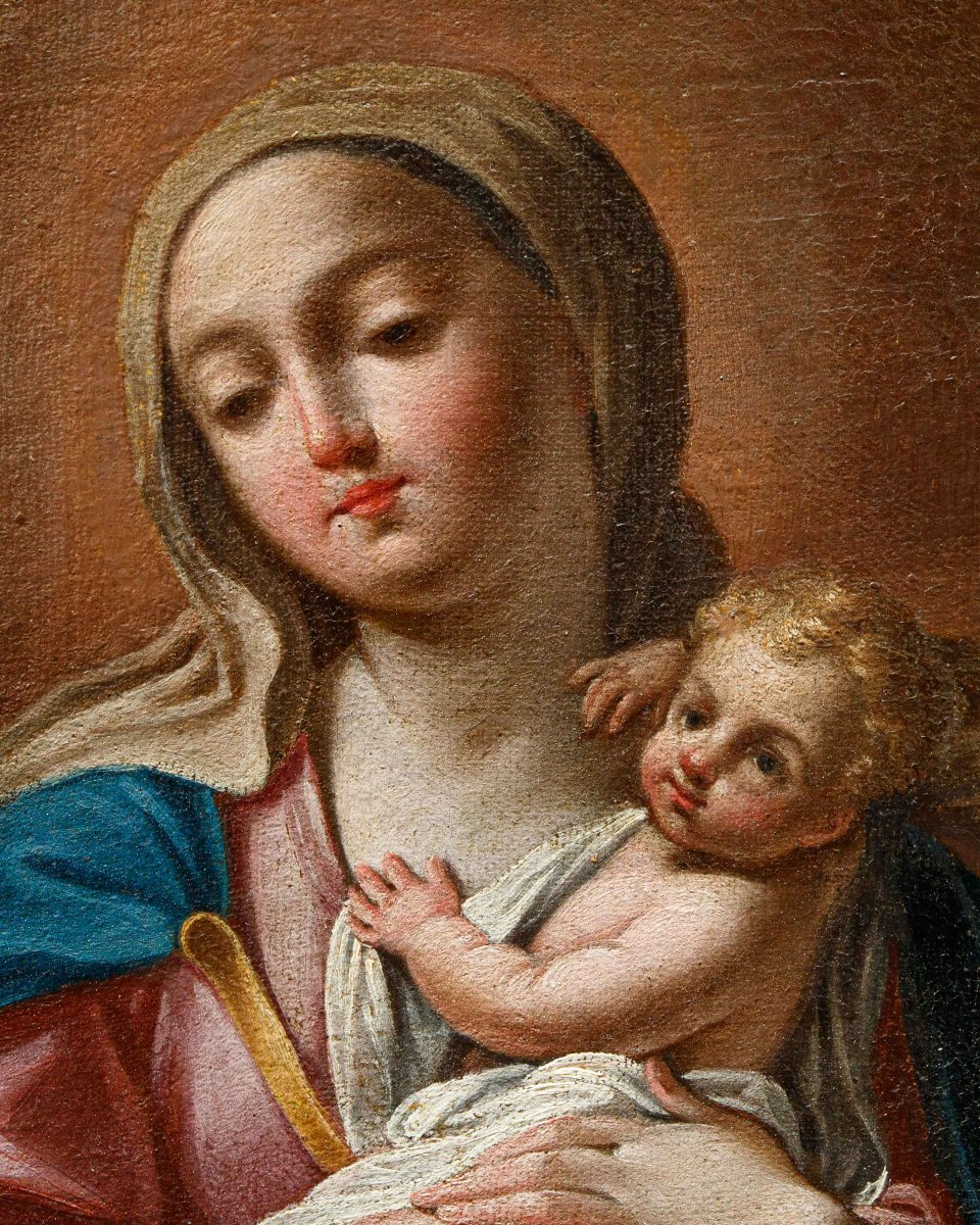Scuola emiliana, XVIII secolo, Madonna con Bambino-photo-3