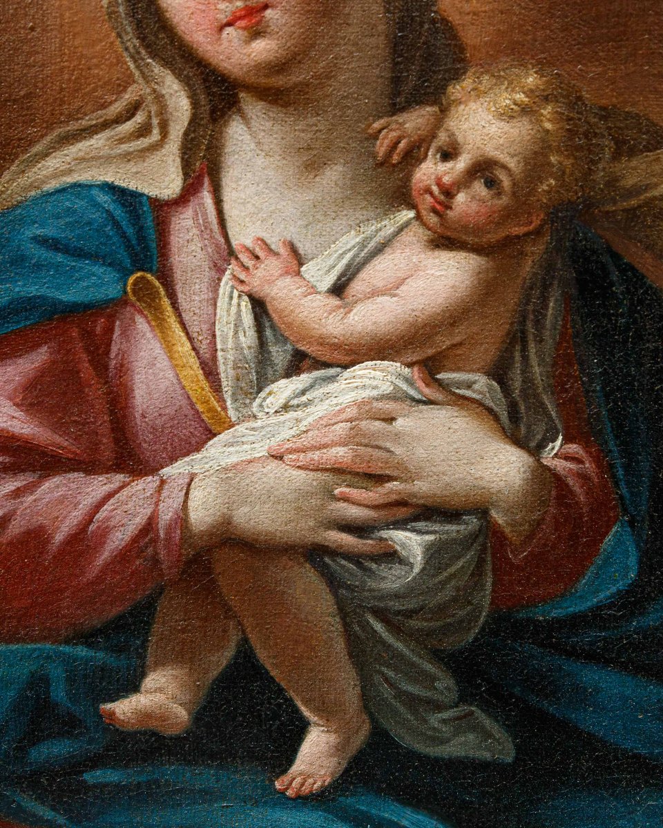 Scuola emiliana, XVIII secolo, Madonna con Bambino-photo-4