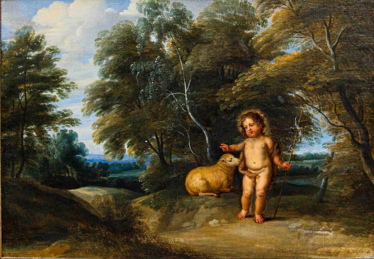 Pieter van Avont (Mechelen, 1600 – Deurne, 1652), Paesaggio con San Giovannino e l’Agnello-photo-2