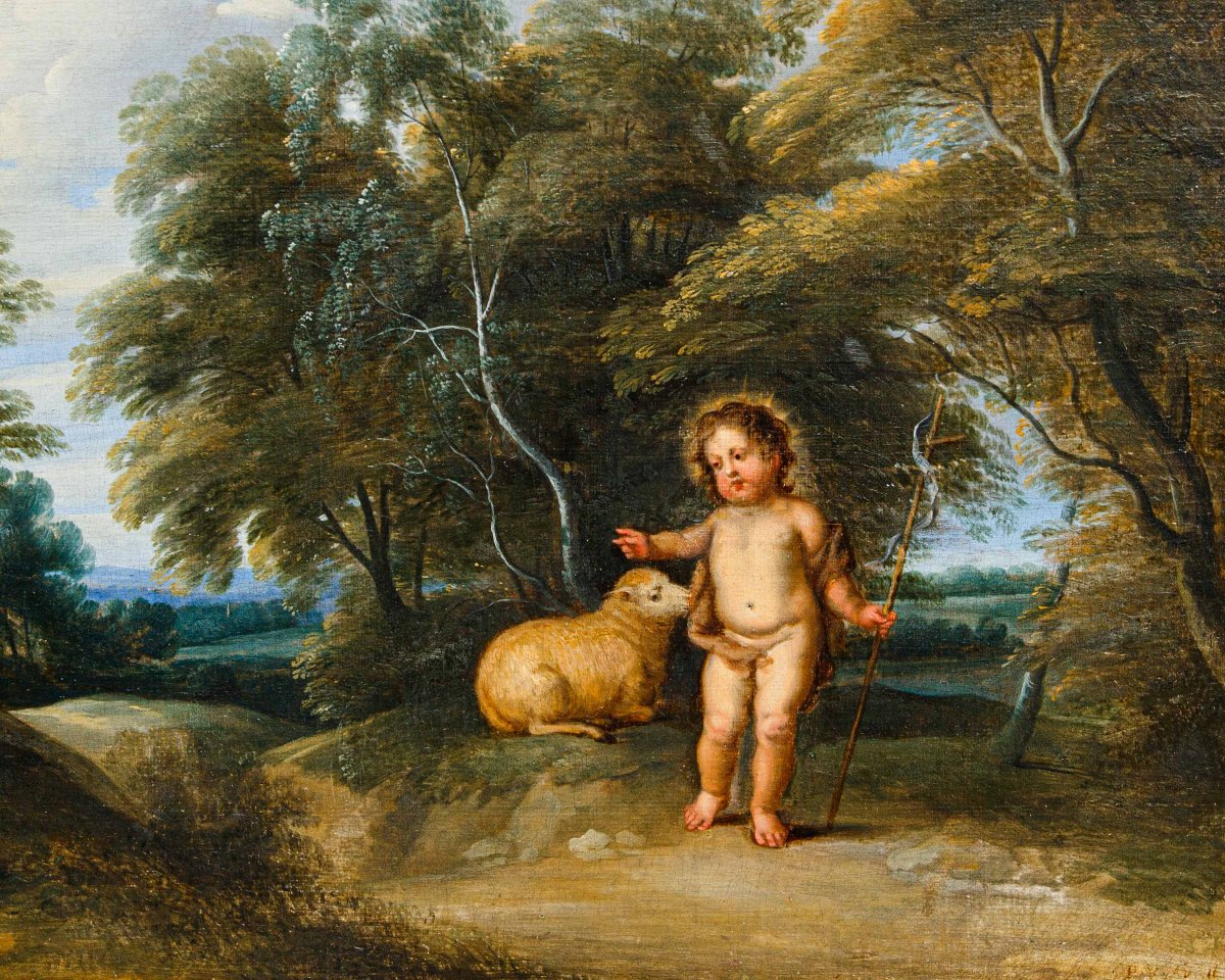 Pieter van Avont (Mechelen, 1600 – Deurne, 1652), Paesaggio con San Giovannino e l’Agnello-photo-3