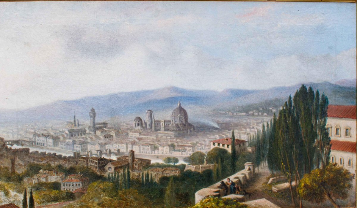 Scuola italiana, XIX secolo, Veduta di Firenze-photo-2