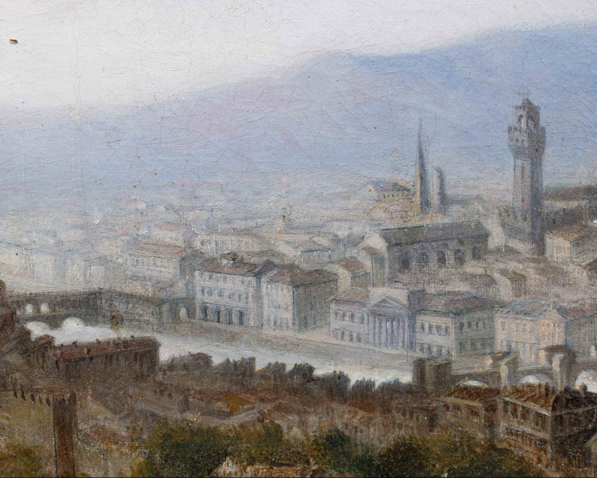 Scuola italiana, XIX secolo, Veduta di Firenze-photo-4