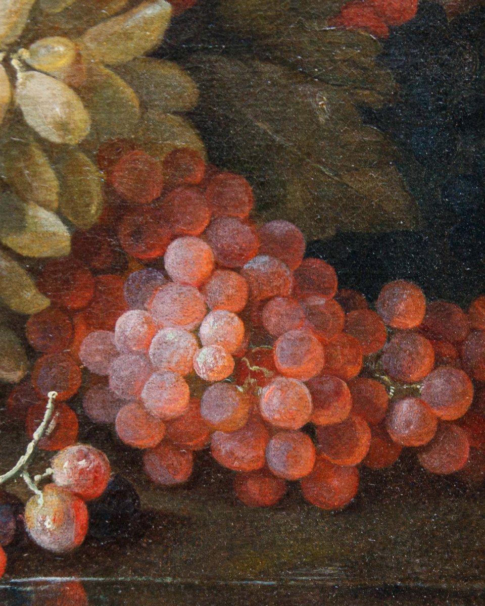 Maximilian Pfeiler (attivo dal 1683 - 1721 ca.), Natura morta con uve bianche e nere-photo-2