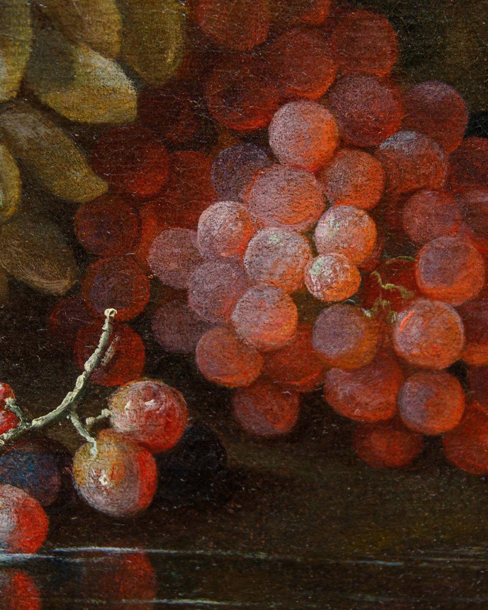 Maximilian Pfeiler (attivo dal 1683 - 1721 ca.), Natura morta con uve bianche e nere-photo-3