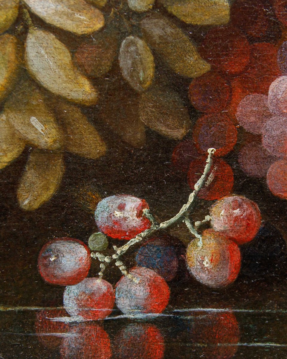 Maximilian Pfeiler (attivo dal 1683 - 1721 ca.), Natura morta con uve bianche e nere-photo-5