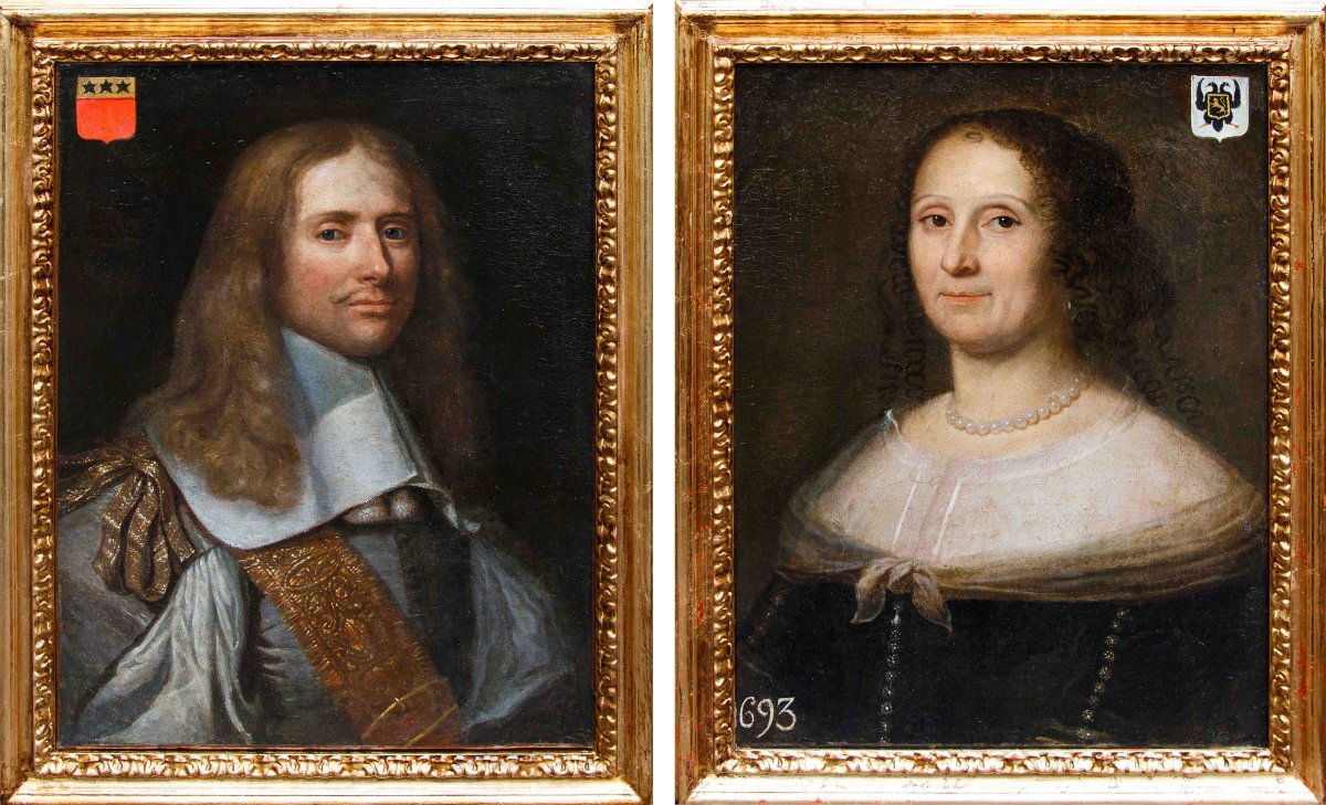 Seguace di Philippe de Champaigne (Bruxelles,1602 – Parigi,1674), Coppia di ritratti