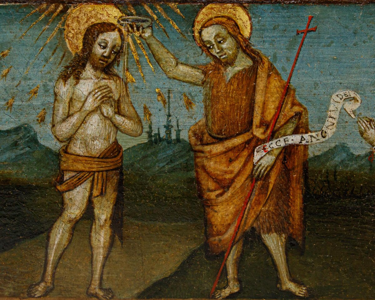 Scuola lombarda, fine del XV secolo, Battesimo di Cristo con due angeli-photo-3