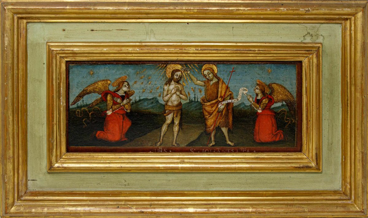 Scuola lombarda, fine del XV secolo, Battesimo di Cristo con due angeli