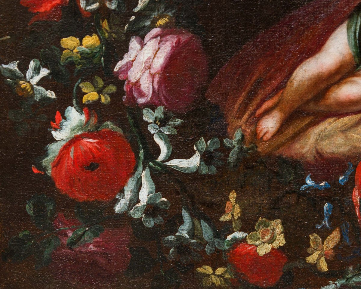 Pier Francesco Cittadini (1616 – 1681), attr., Ghirlanda con Gesù dormiente-photo-1
