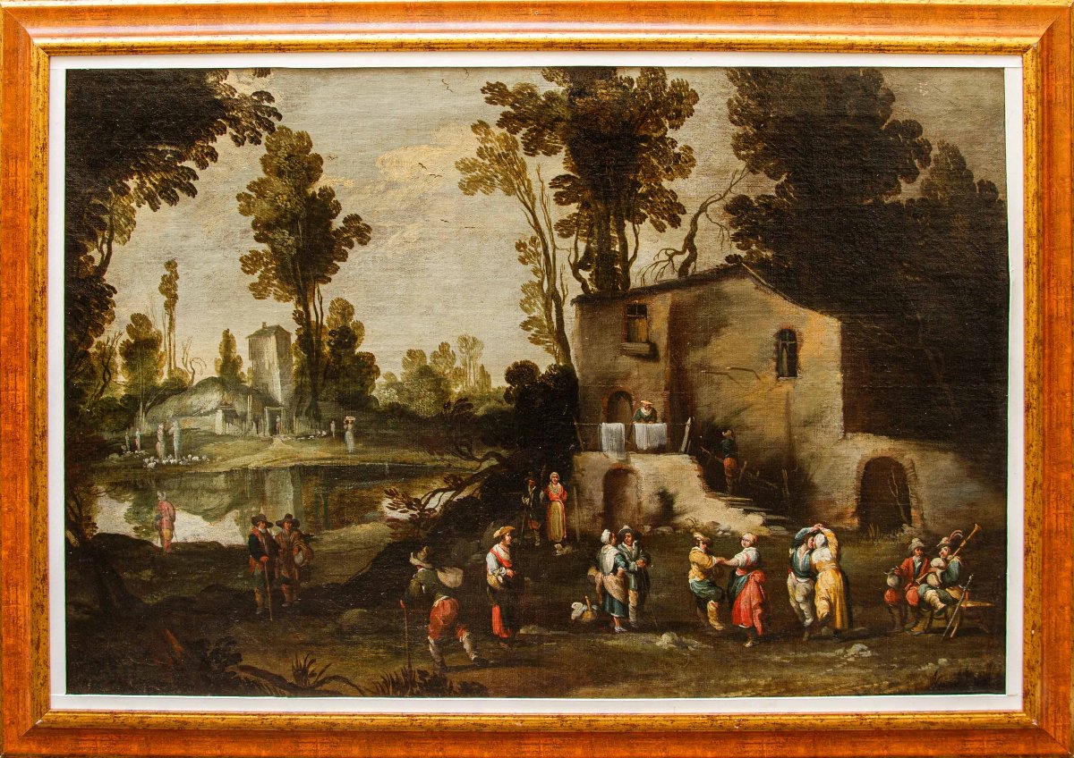 Maestro dell’Accademia Ligustica, Paesaggio con figure