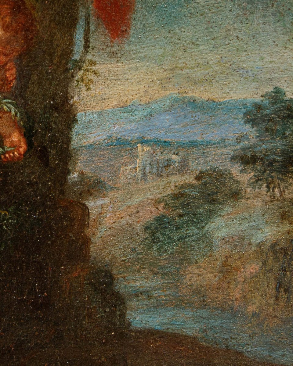Scuola romana del XVII secolo, Sacra famiglia con Santa Caterina e Santo francescano-photo-4