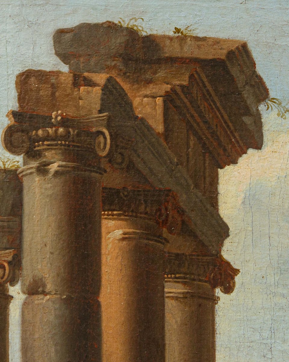 Giovanni Ghisolfi (Milano, 1623 – 1683), Paesaggio con rovine architettoniche e figure-photo-1