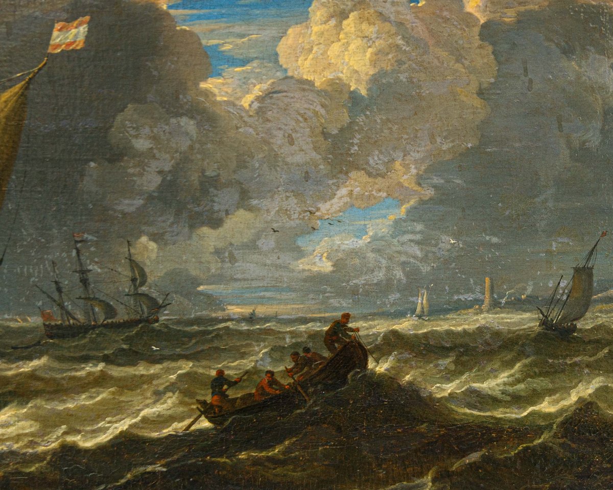 Pieter Mulier il Giovane (Haarlem, 1637– Milano, 1701), Navi in un mare in tempesta-photo-4