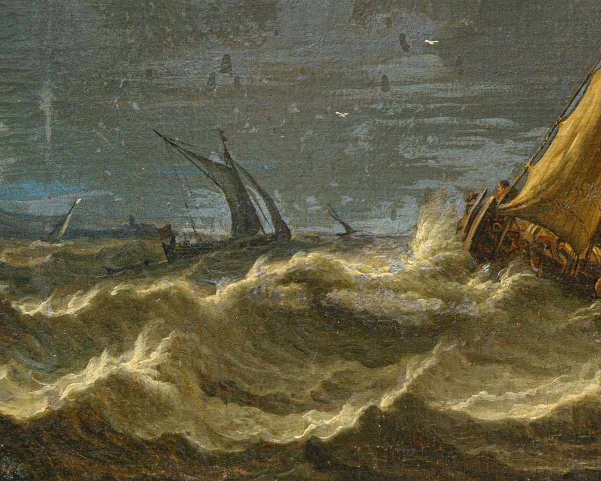 Pieter Mulier il Giovane (Haarlem, 1637– Milano, 1701), Navi in un mare in tempesta-photo-1