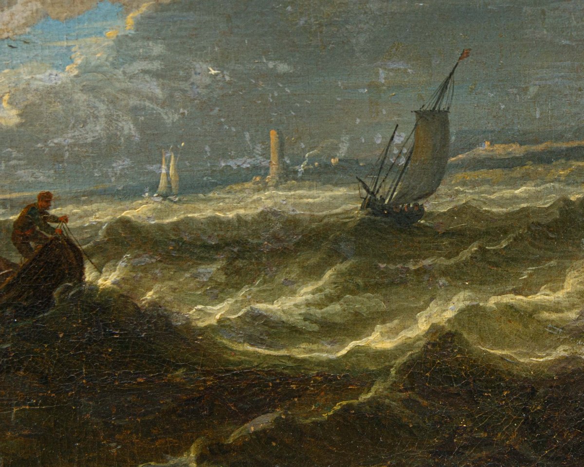 Pieter Mulier il Giovane (Haarlem, 1637– Milano, 1701), Navi in un mare in tempesta-photo-2