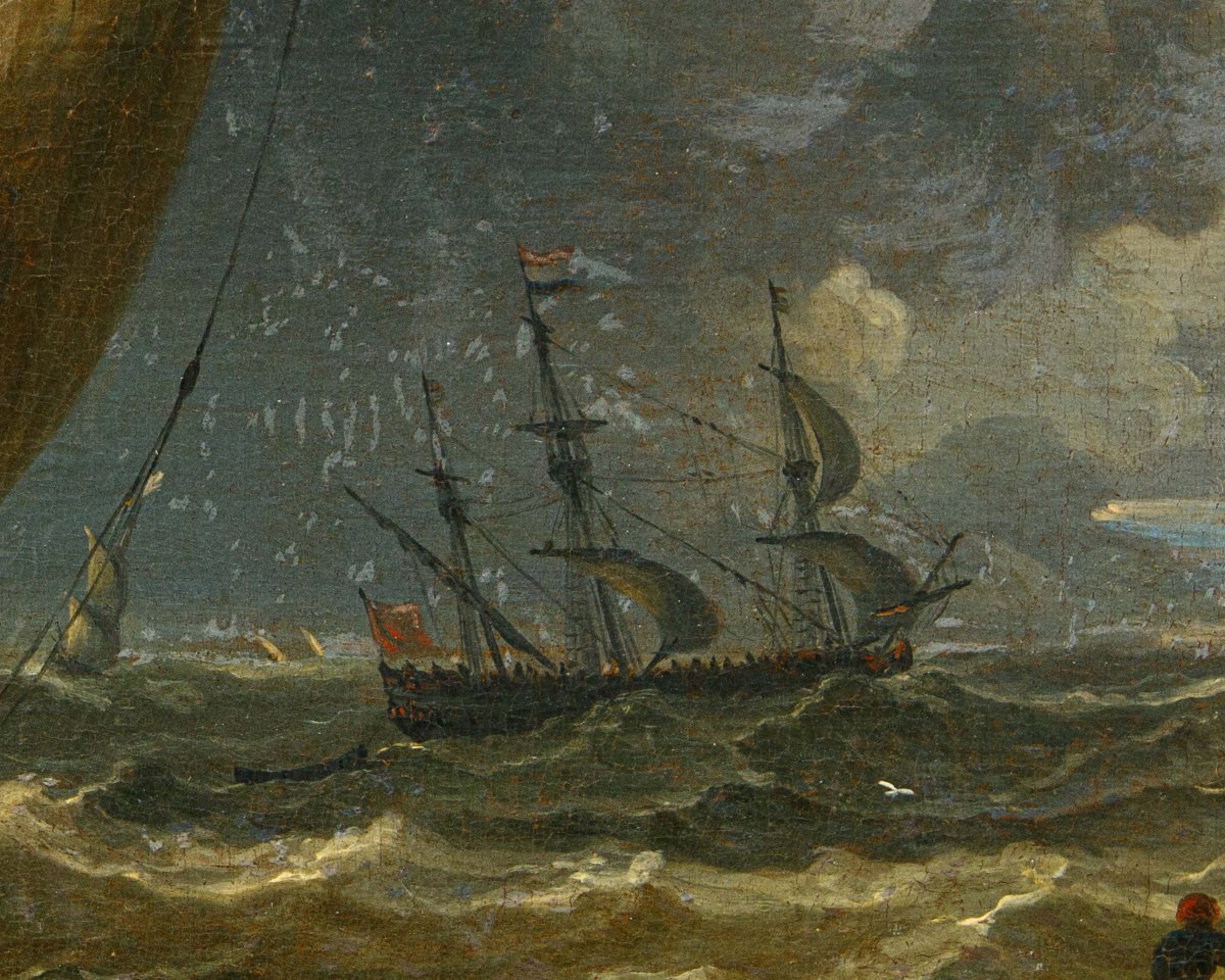 Pieter Mulier il Giovane (Haarlem, 1637– Milano, 1701), Navi in un mare in tempesta-photo-4