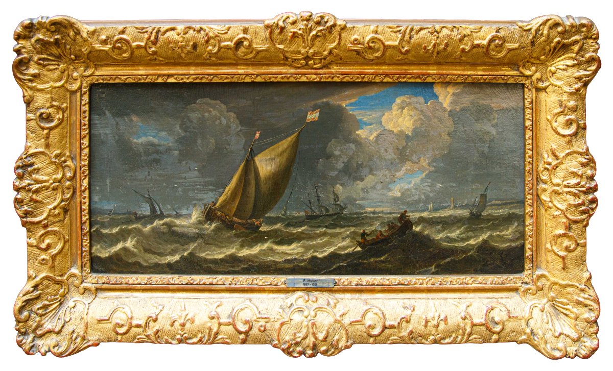 Pieter Mulier il Giovane (Haarlem, 1637– Milano, 1701), Navi in un mare in tempesta