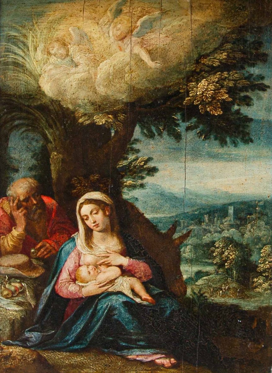 Christoph Schwarz (Ingolstadt, 1548 – Monaco di Baviera, 1592),Riposo durante la fuga in Egitto-photo-2