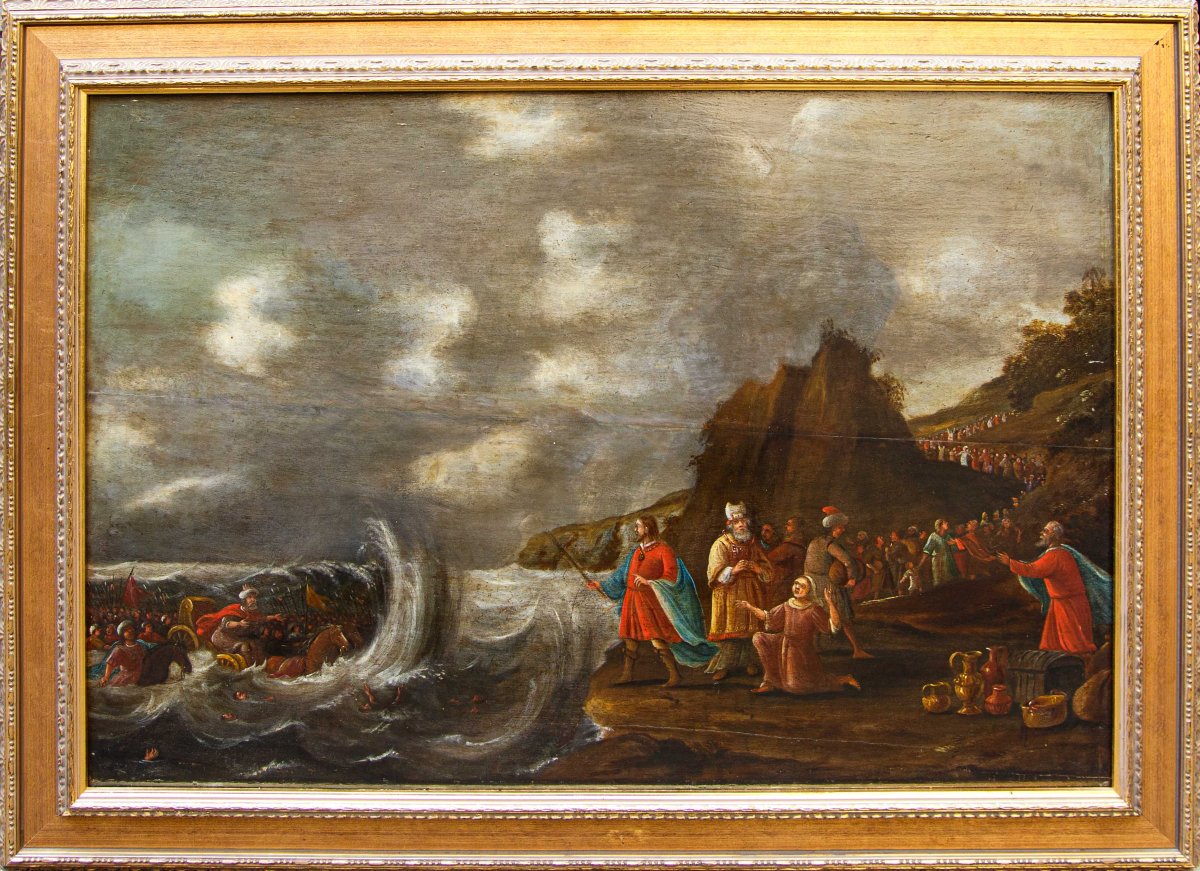 Bottega di Frans Francken il Giovane (1581-1642), La caduta degli egiziani nel Mar Rosso