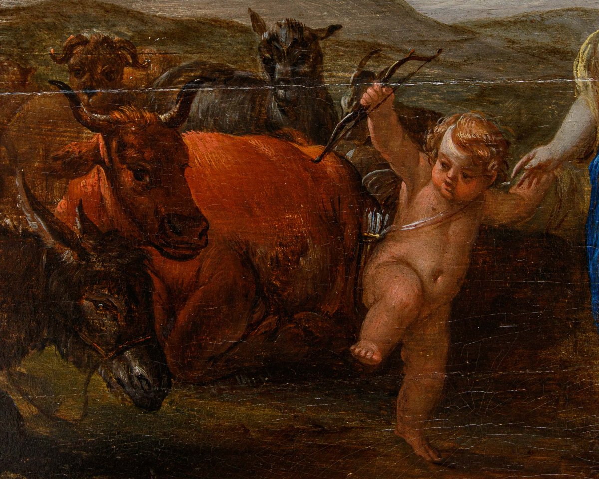 Bottega di Victor Honoré Janssens (1658 – 1736) Paesaggio con figure mitologiche-photo-4