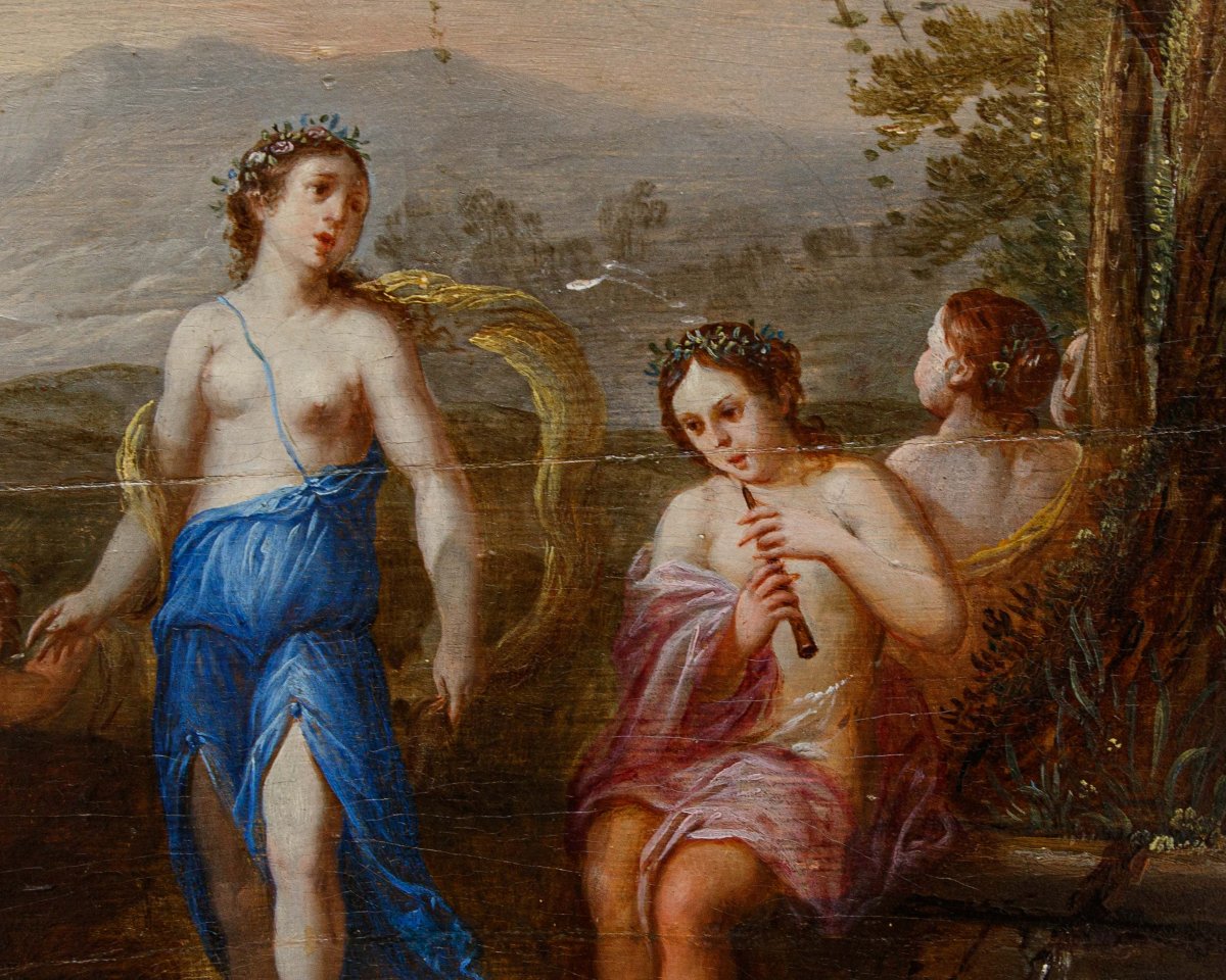 Bottega di Victor Honoré Janssens (1658 – 1736) Paesaggio con figure mitologiche-photo-2