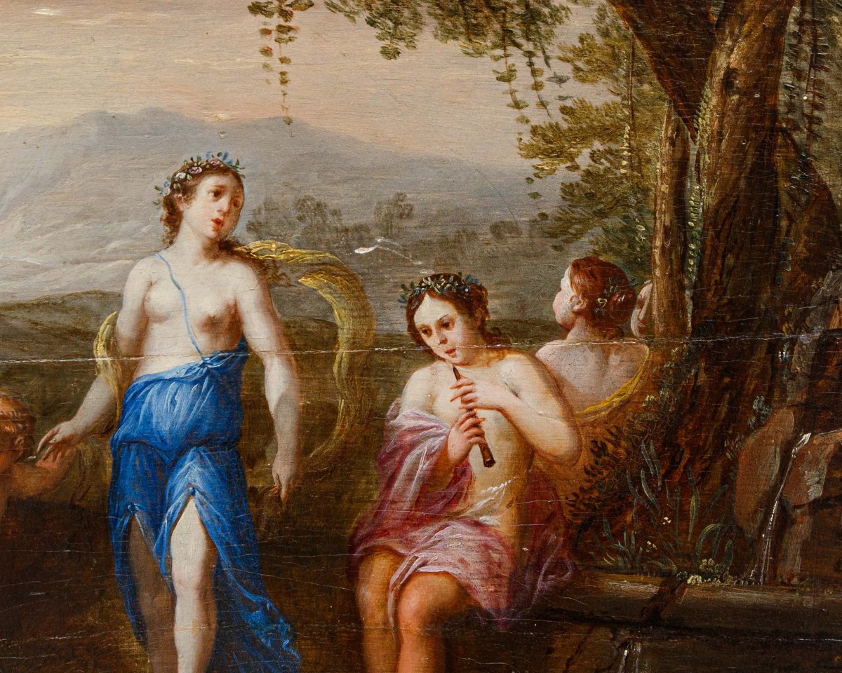 Bottega di Victor Honoré Janssens (1658 – 1736) Paesaggio con figure mitologiche-photo-5