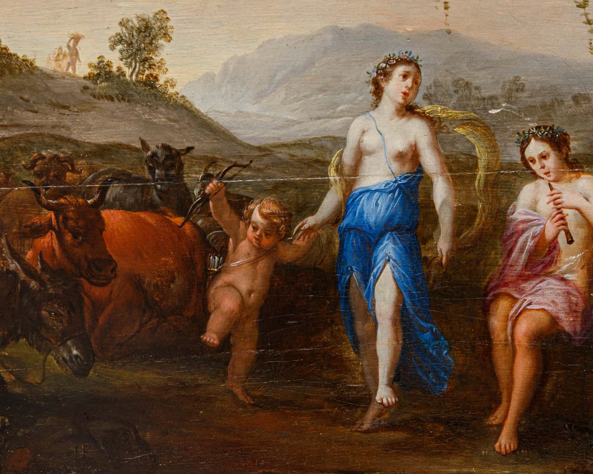 Bottega di Victor Honoré Janssens (1658 – 1736) Paesaggio con figure mitologiche-photo-7