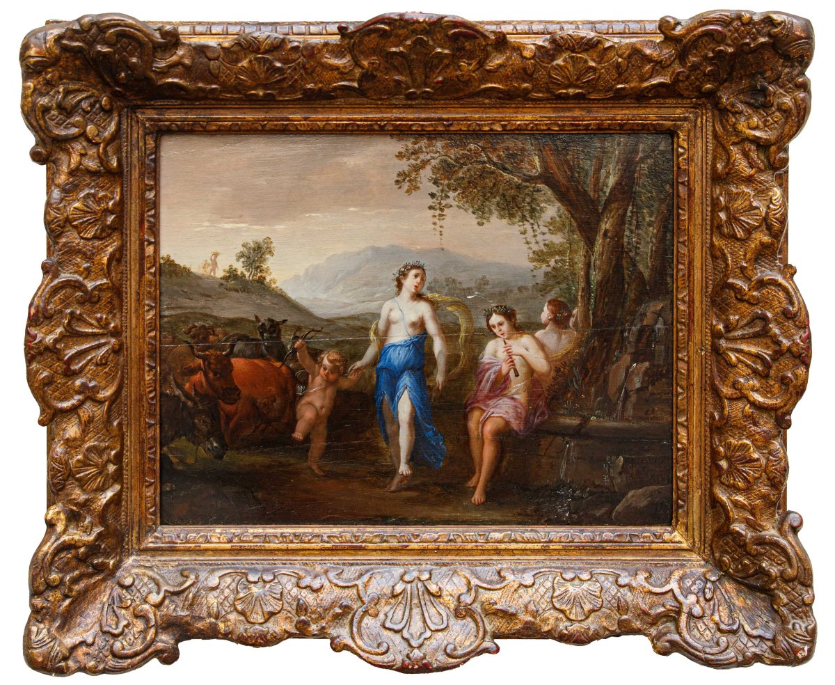 Bottega di Victor Honoré Janssens (1658 – 1736) Paesaggio con figure mitologiche