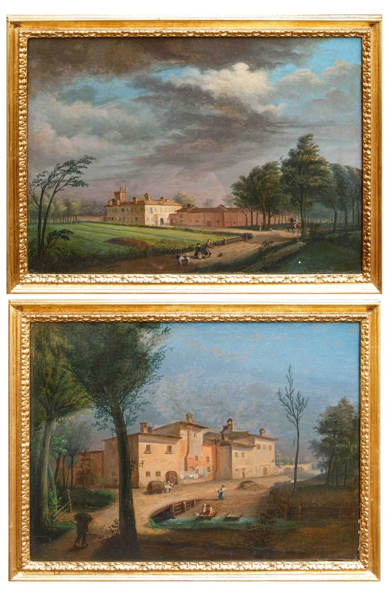 XIX secolo, Vedute con ville lombarde e scenette di genere