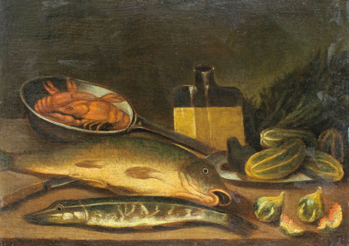 Nicola Levoli (Rimini, 1728 – 1801), attr., Natura morta con pesci e crostacei-photo-2
