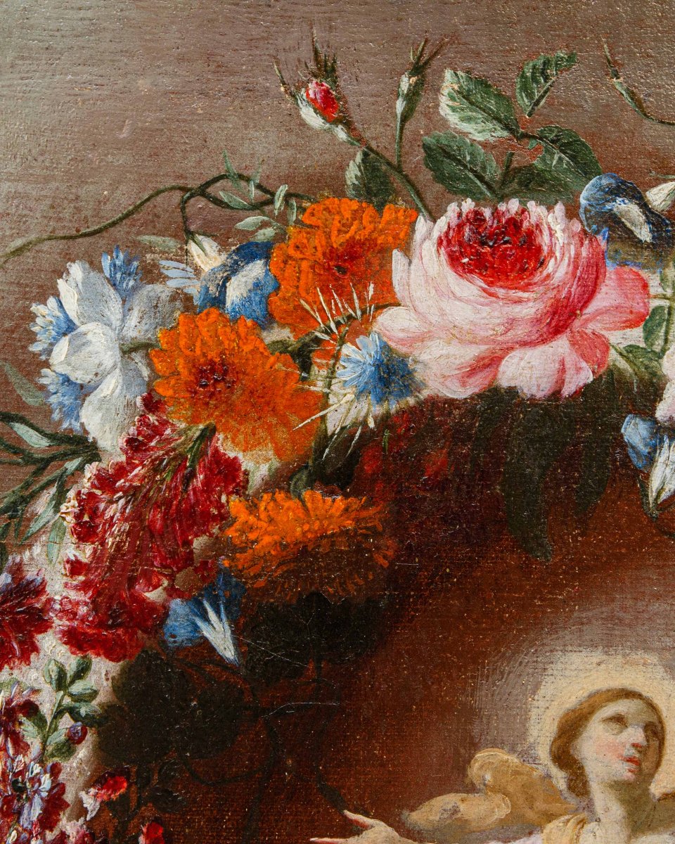 Carel de Vogelaer, e pittore romano della seconda metà del  XVII secolo, Ghirlanda di fiori-photo-4