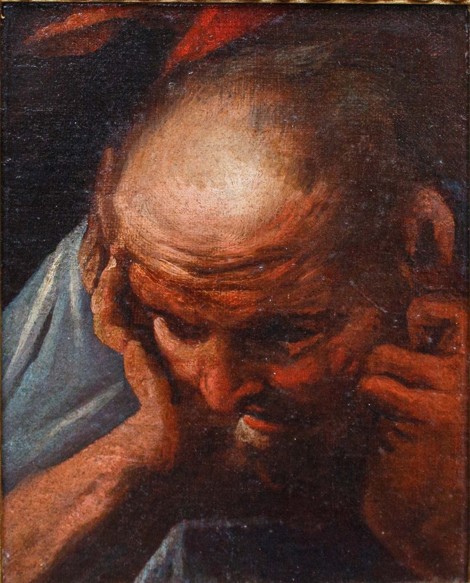 Antonio Zanchi (Este, 1631 – Venezia, 1722), Studio di un volto maschile-photo-2