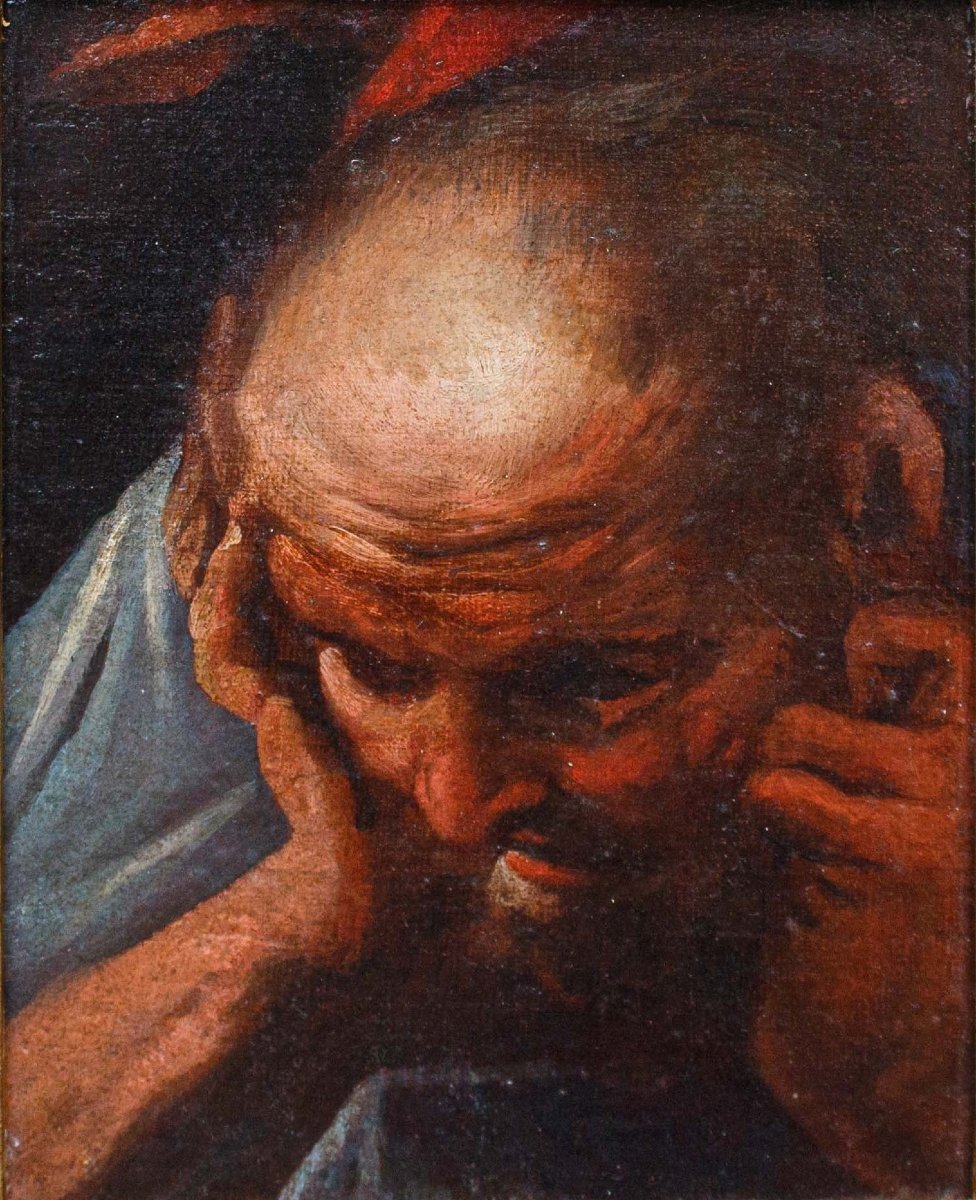 Antonio Zanchi (Este, 1631 – Venezia, 1722), Studio di un volto maschile-photo-4
