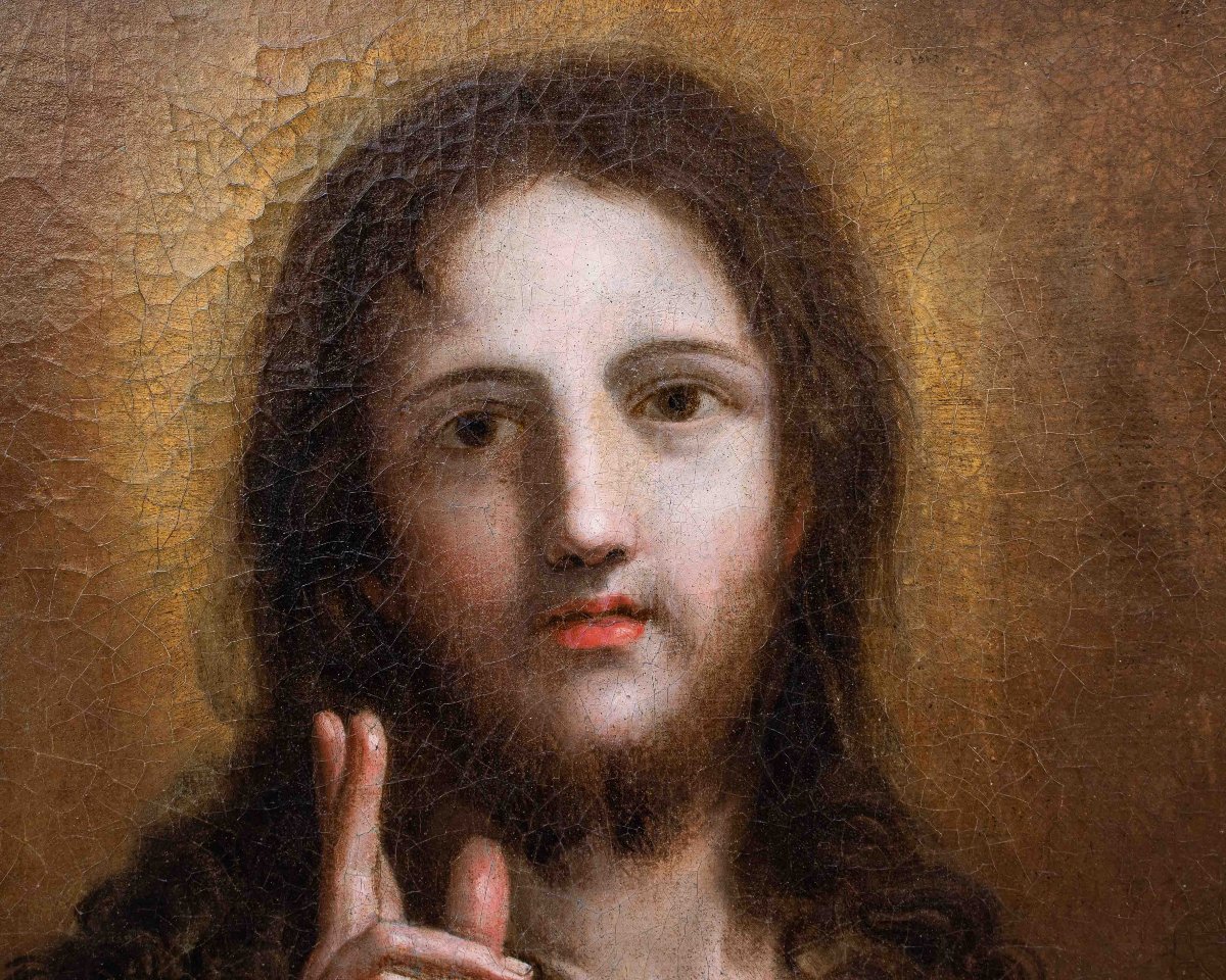 Scuola del XVI-XVII secolo, Cristo Benedicente-photo-5