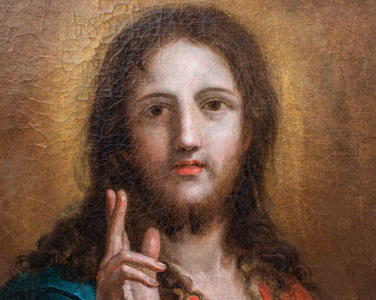 Scuola del XVI-XVII secolo, Cristo Benedicente-photo-7