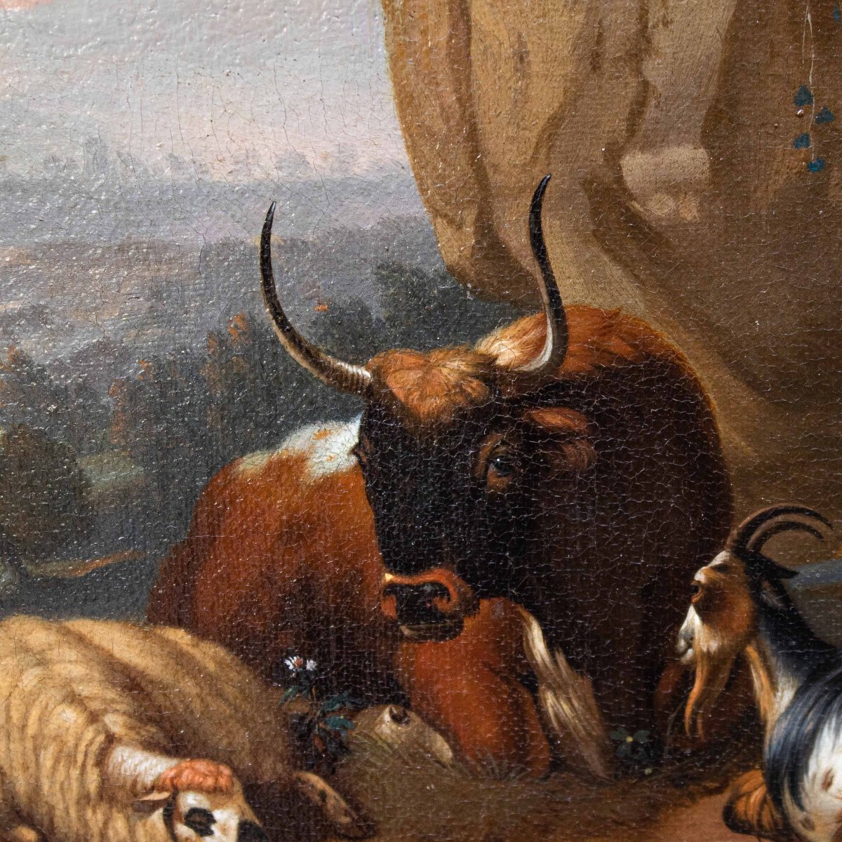 Cerchia di Nicolaes Berchem (1620, Haarlem - 1683, Amsterdam), Scena con armenti-photo-5