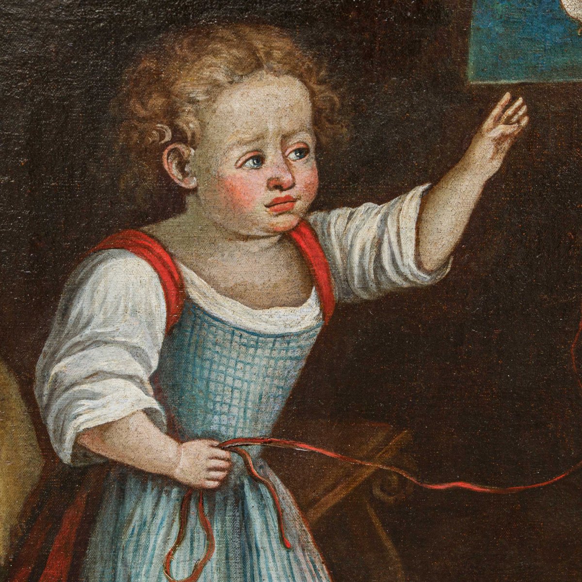 XVII secolo, Bambina che gioca con uccellino-photo-1