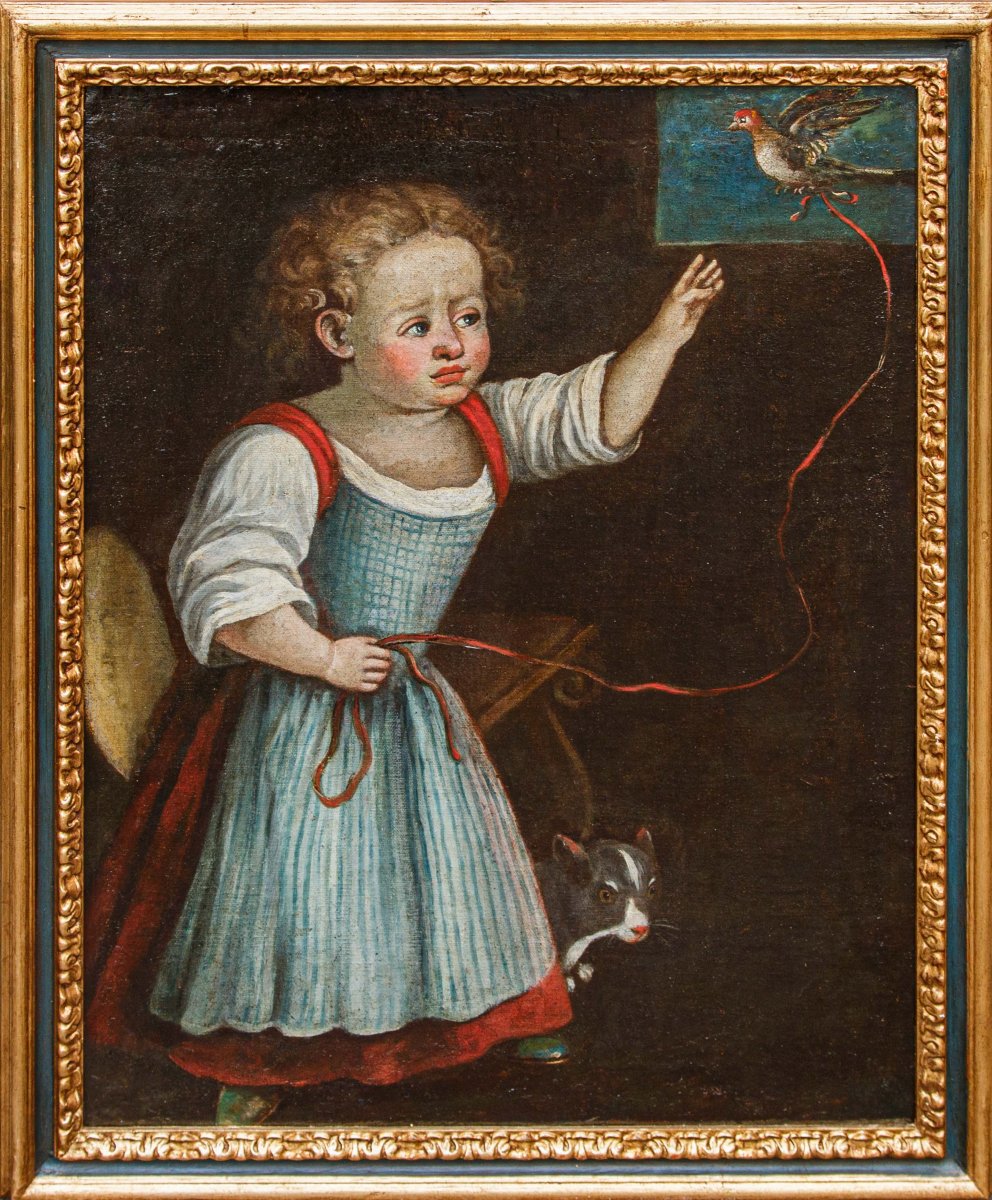 XVII secolo, Bambina che gioca con uccellino