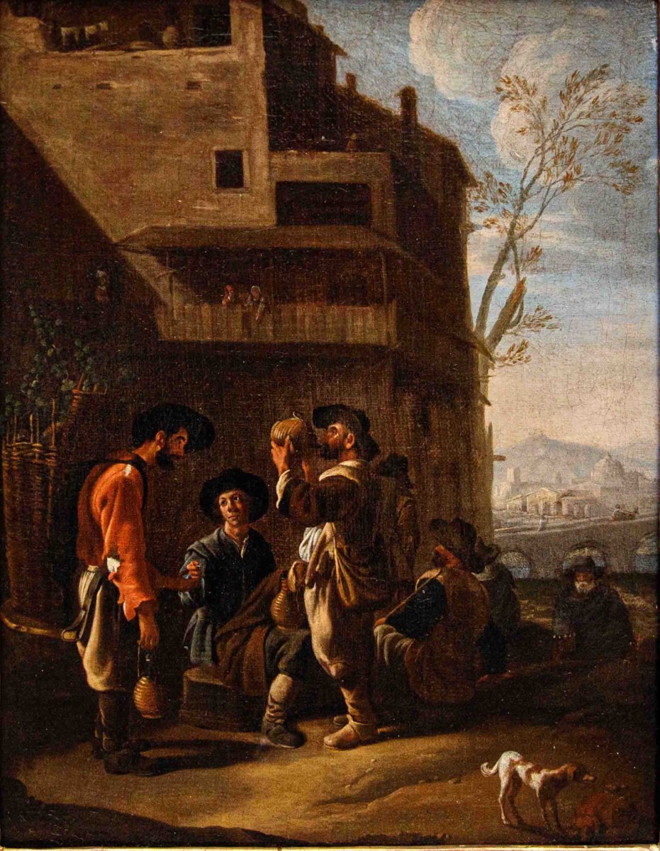 Johannes Lingelbach, talvolta anche Jan (1622 – 1674), Scena con bevitori-photo-2