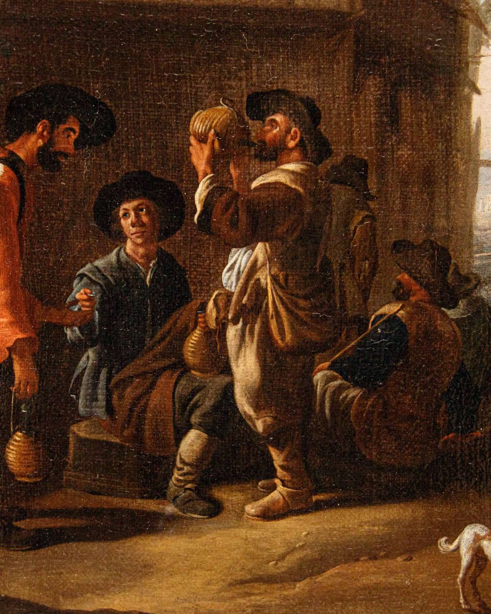Johannes Lingelbach, talvolta anche Jan (1622 – 1674), Scena con bevitori-photo-5
