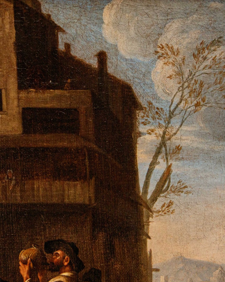 Johannes Lingelbach, talvolta anche Jan (1622 – 1674), Scena con bevitori-photo-6