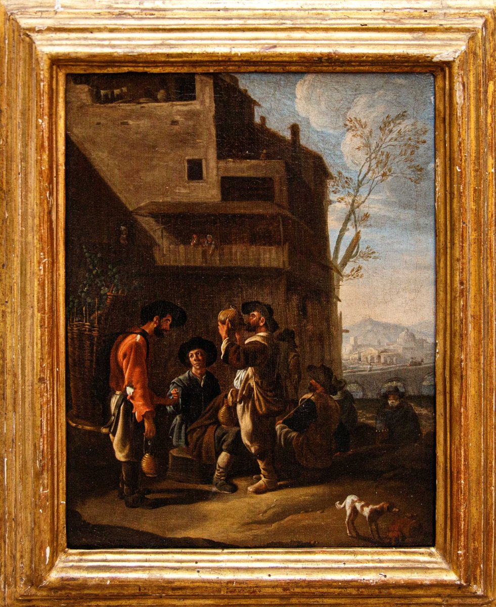 Johannes Lingelbach, talvolta anche Jan (1622 – 1674), Scena con bevitori